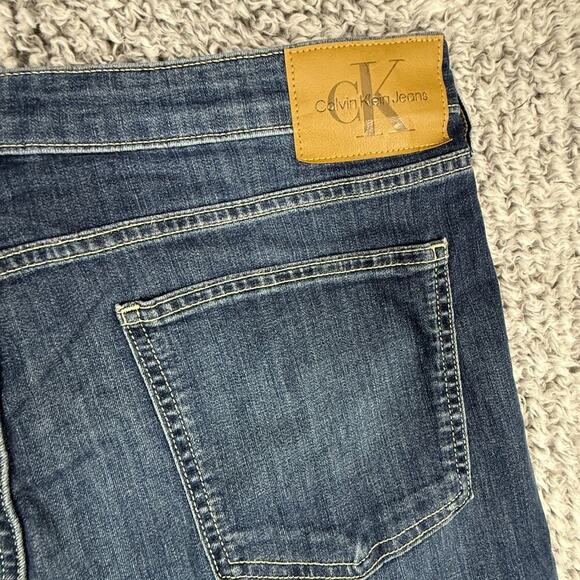 Calvin Klein Men's Stretch Slim Leg Denim Jeans Pants Dark Wash Size 38 x 32 - Picture 10 of 11